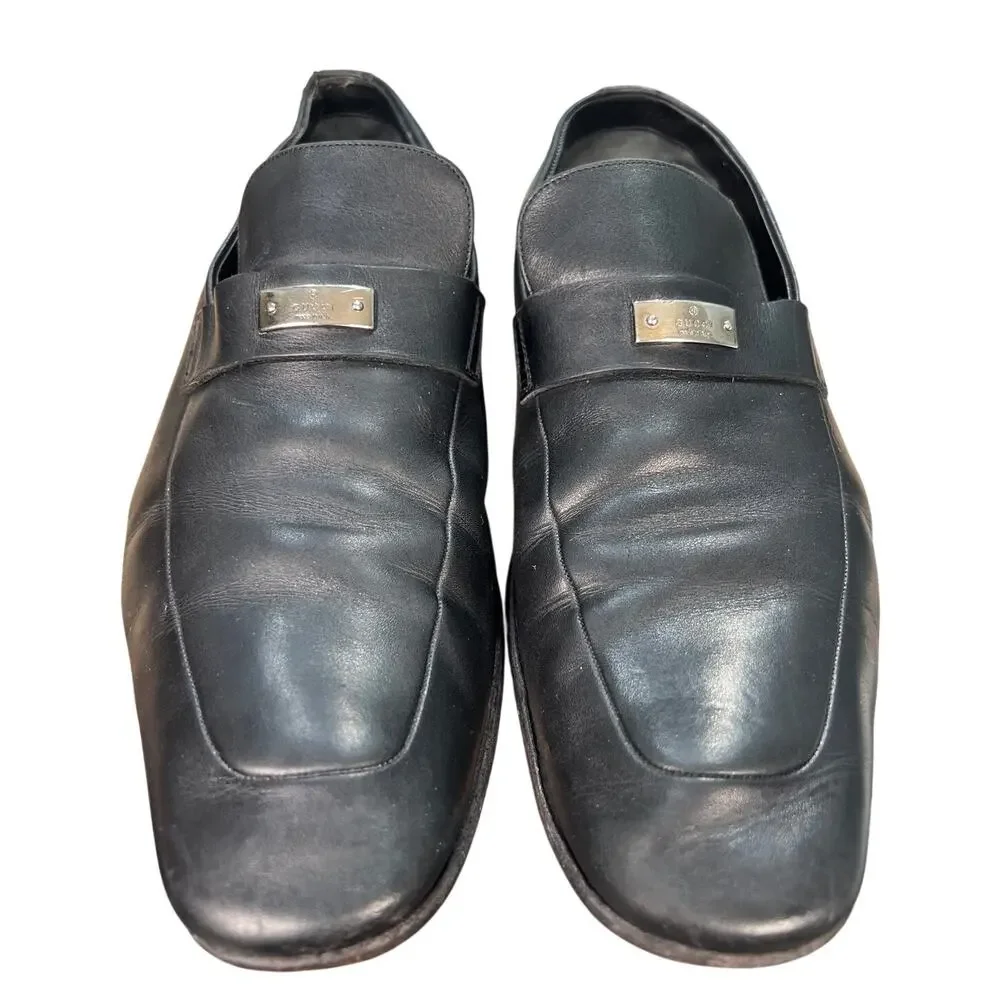Vintage Gucci Men’s Florence Black Leather Slip On Loafers Size 8 D